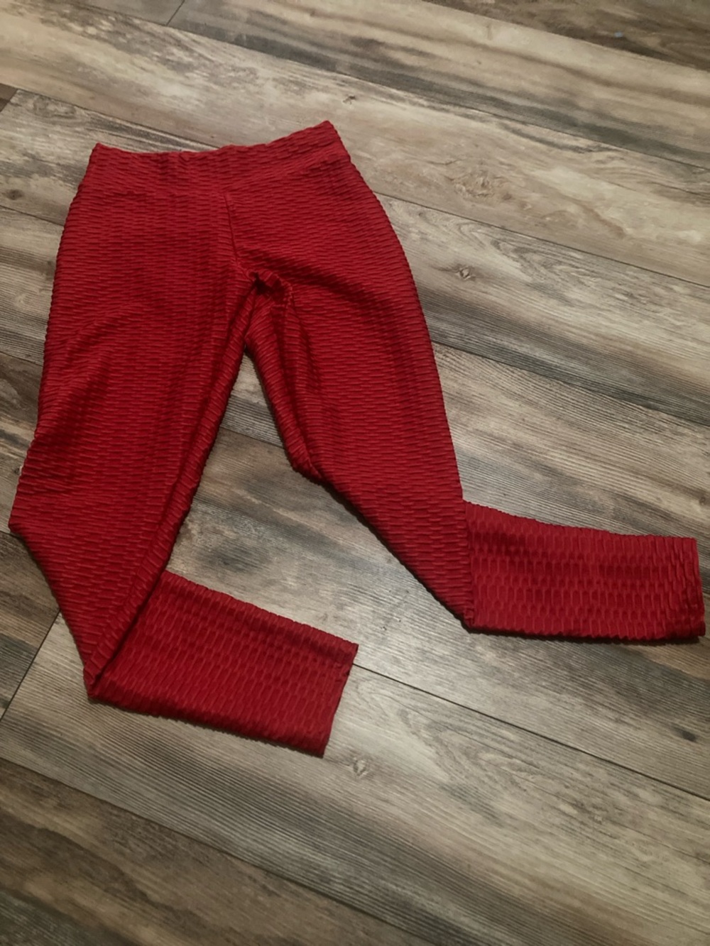 Cherry Red Full Waffle Butt Scrunch Leggings Size L